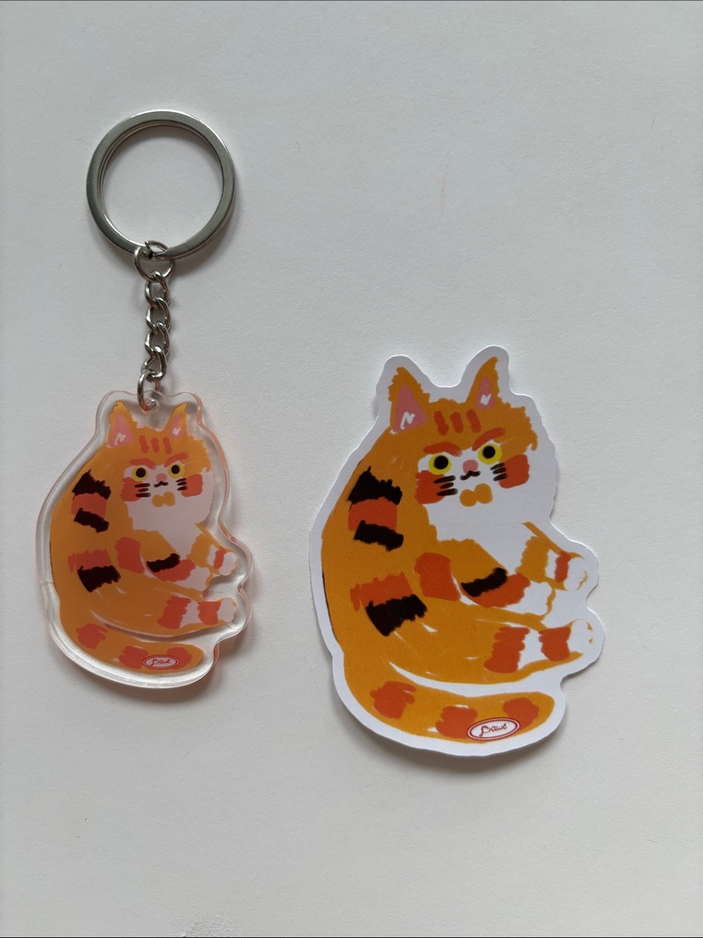 Orange Tabby Cat Keychain & Sticker Set